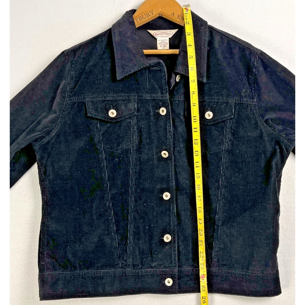 Vintage Black Corduroy Trucker Jacket Womens Size L Cotton Button - Picture 8 of 8